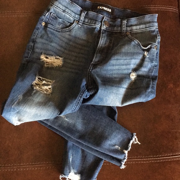 Express Ripped Ankle High Rise Jeans - Picture 13 of 16